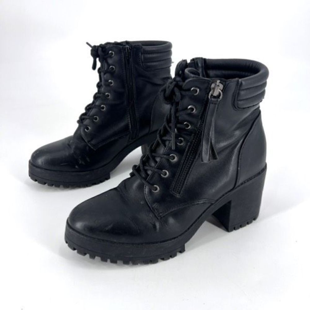 Truffle Collection Women's Faux Leather Round Toe Ankle Boots‎ Black Size 7.5